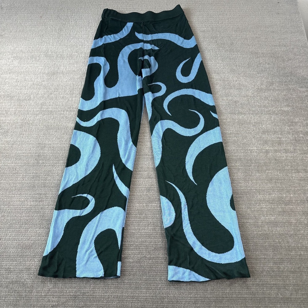 Paloma Wool Fuego Ribbed Knit Flare Women's S Green Pants High Waist Psychedelic - Picture 2 of 12